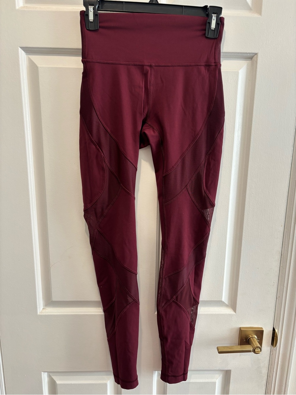Lululemon Maroon Red Cut Out Mesh High Rise Leggings